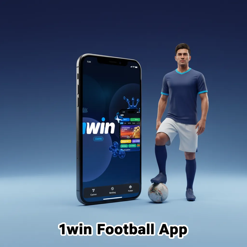 1win Football App on smartphone with live odds, bet builder, cash out, goal/card alerts, and a simple betslip.