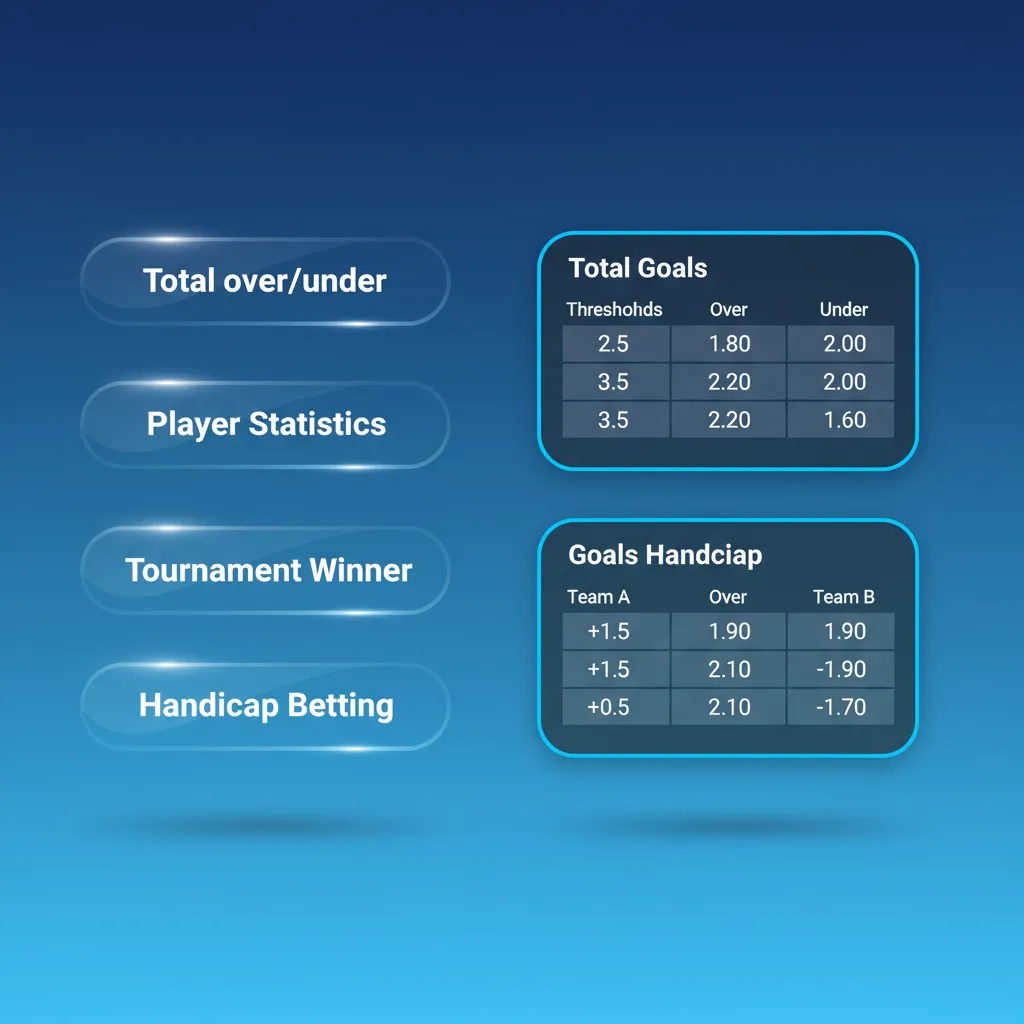 Types of Bets infographic: Single (one pick), Express (multi, all win), System (combos pay even with one loss).