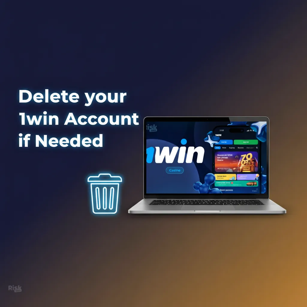 Infographic: Delete your 1win account - contact support, verify ID, choose suspend or delete, withdraw funds, settle bets.