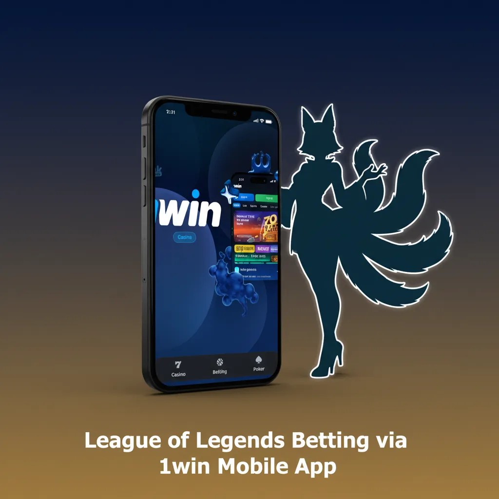 Smartphone showing 1win app with League of Legends live betting odds and quick bet slip.