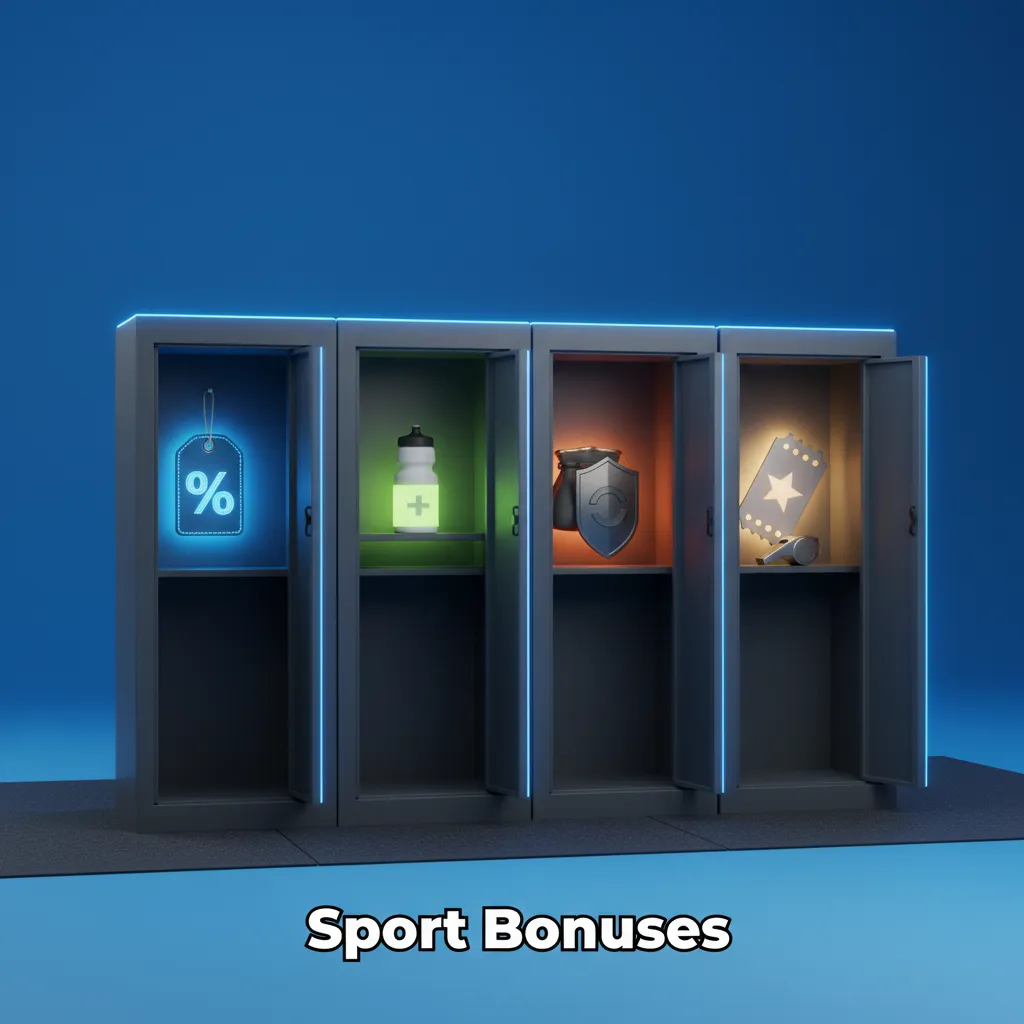 Sport Bonuses banner: Acca Boost 5–30%, ₹500 free bet, 10% cashback, esports multi insurance, cricket odds boosts.