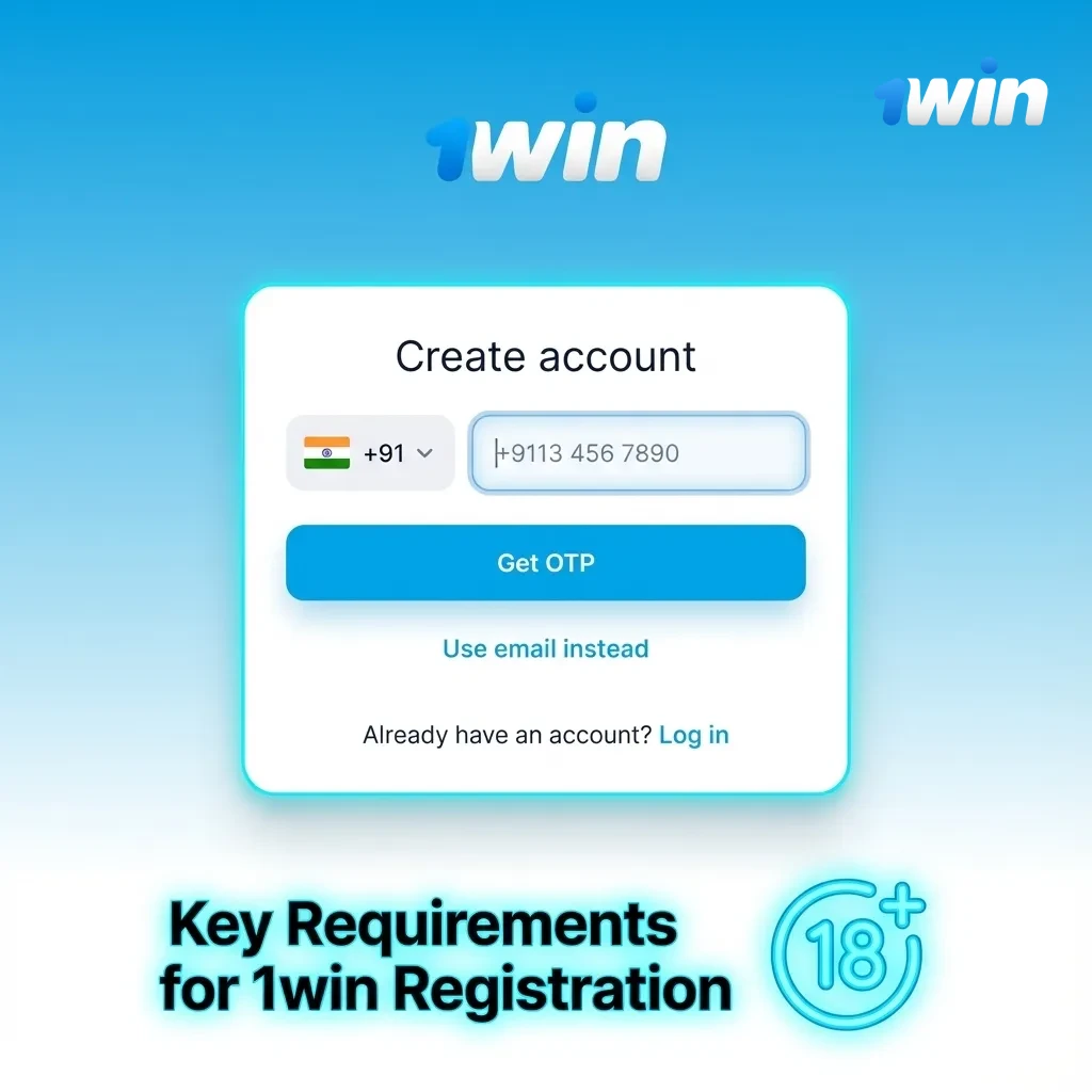 Infographic listing 1win registration rules: 18+, one account, real data, own payments, follow local Indian gambling laws