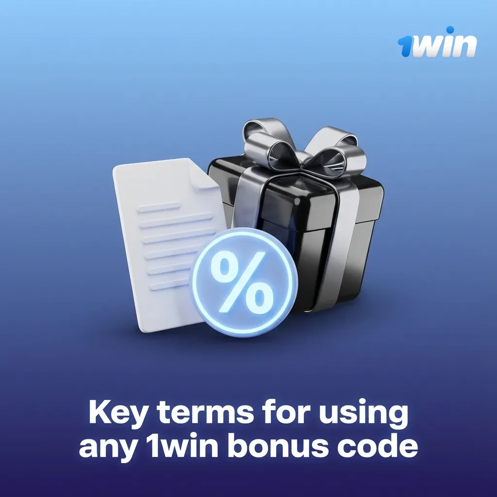 Infographic listing key terms and rules for claiming and using a 1win welcome bonus code and promo offer