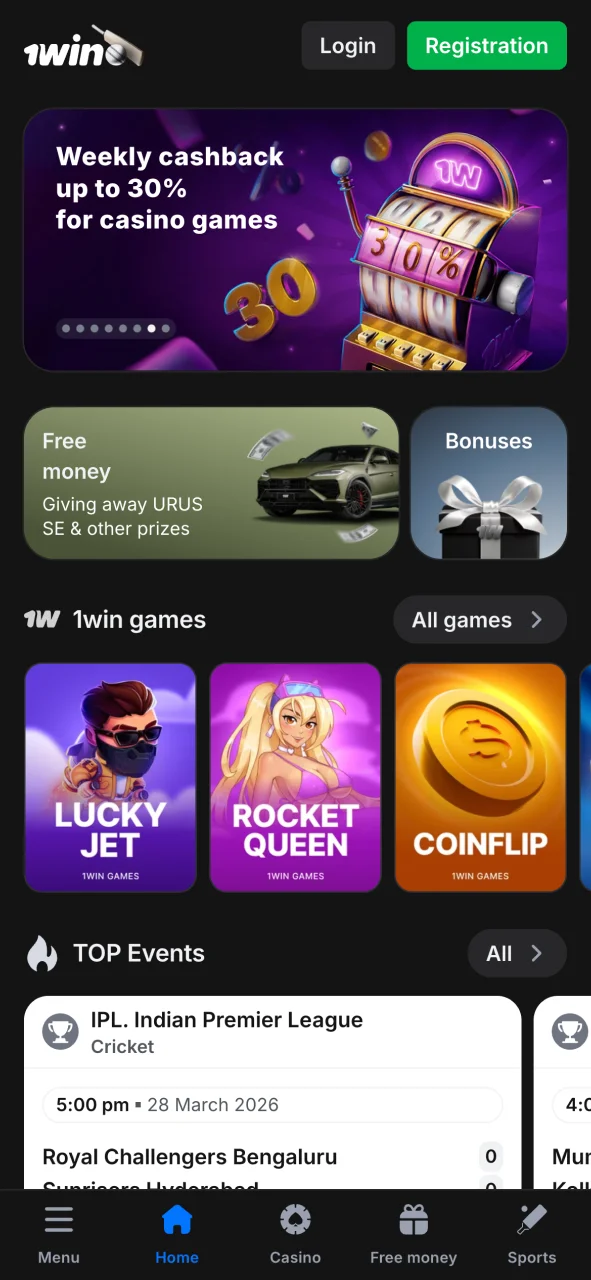 Open 1win site in Safari on iPhone.