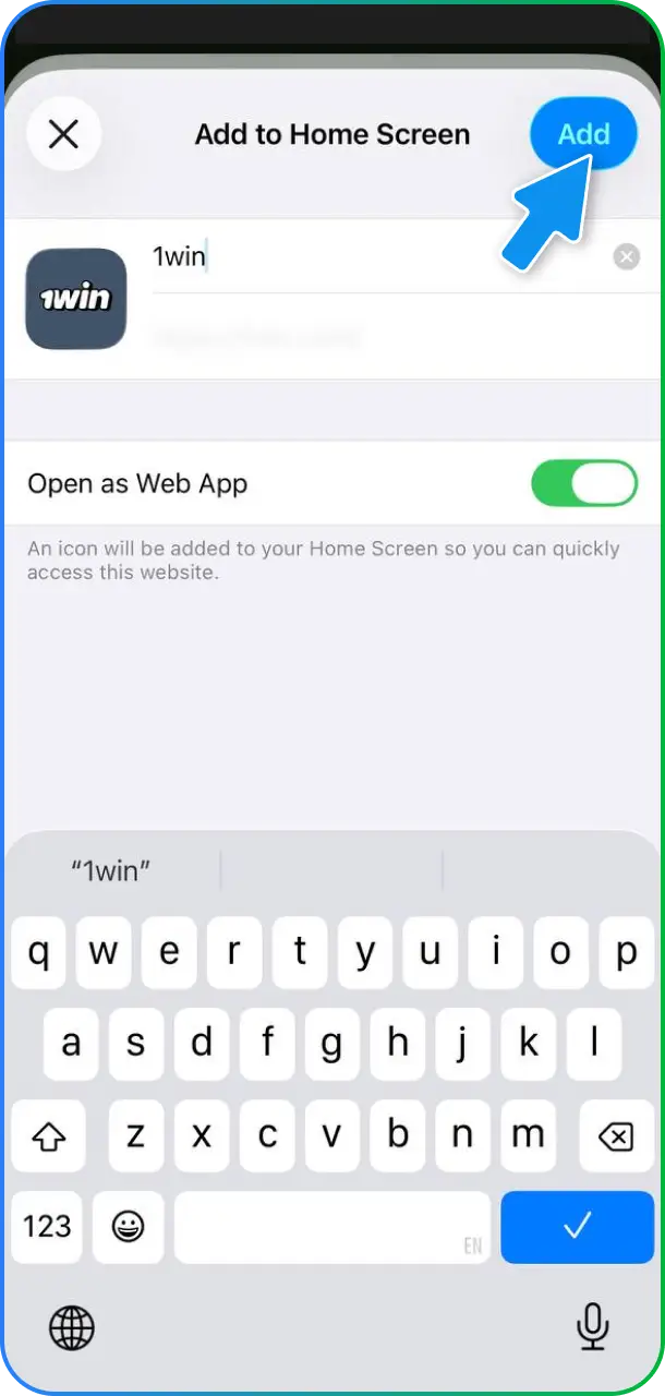 Create shortcut on your Apple device for the mobile 1win Aviator portal.