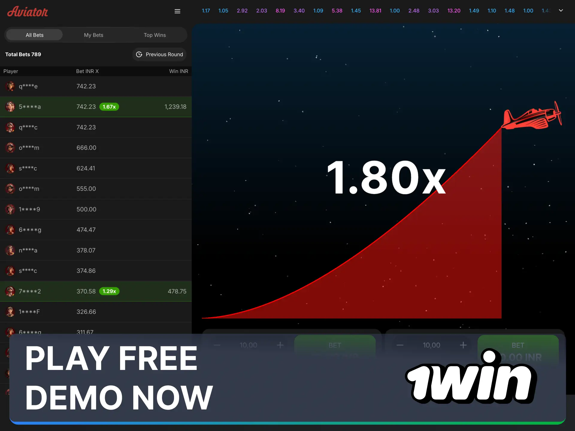 Test your gaming tactics risk-free using the free Aviator demo mode on 1win.