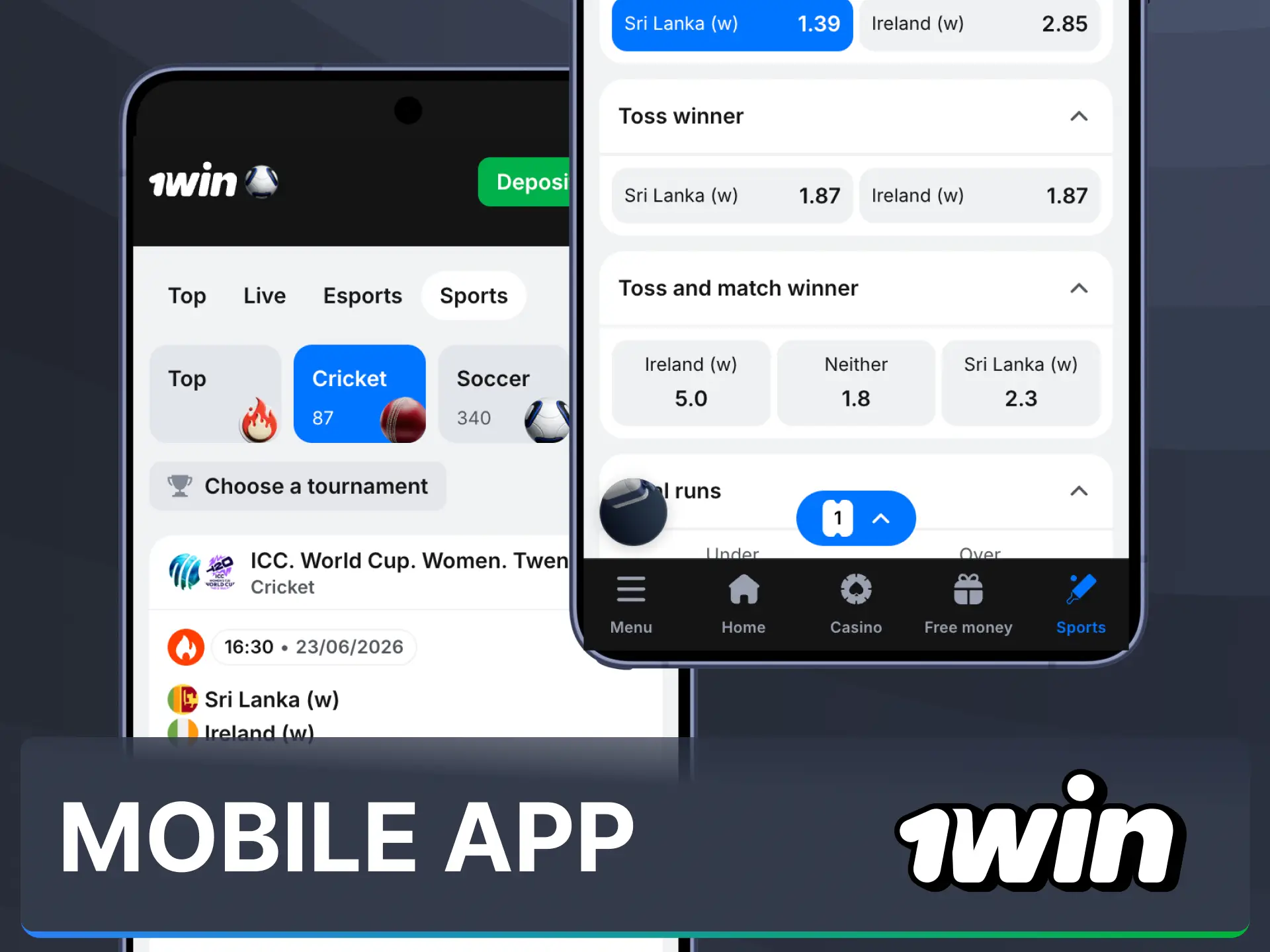 Enjoy smooth mobile wagering on major matches betting on cricket using the 1win mobile app.