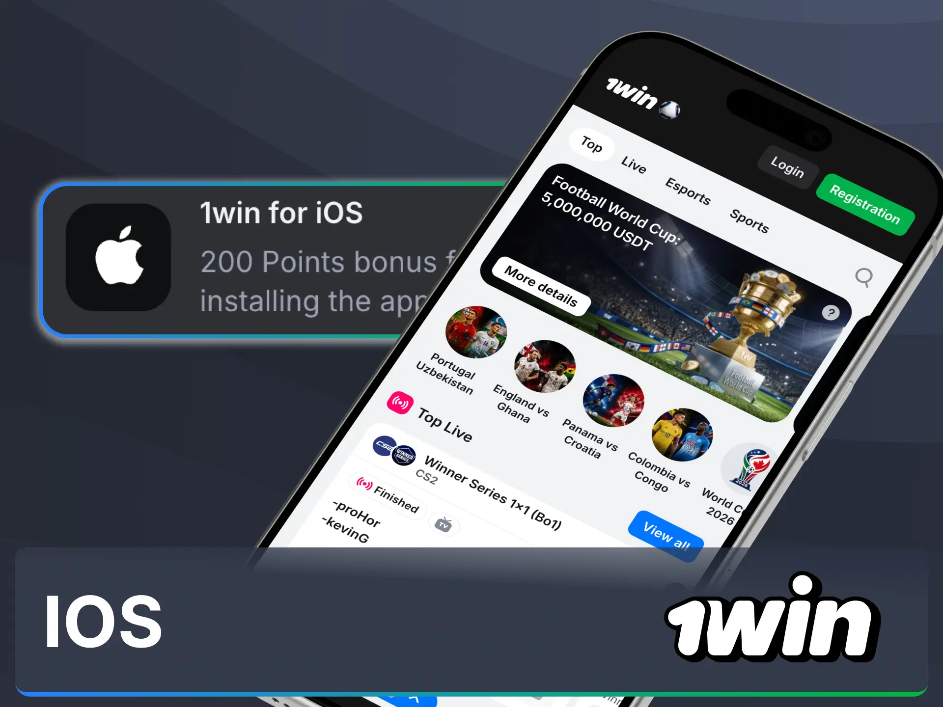 Install the secure utility for iOS devices to play anywhere with 1win.