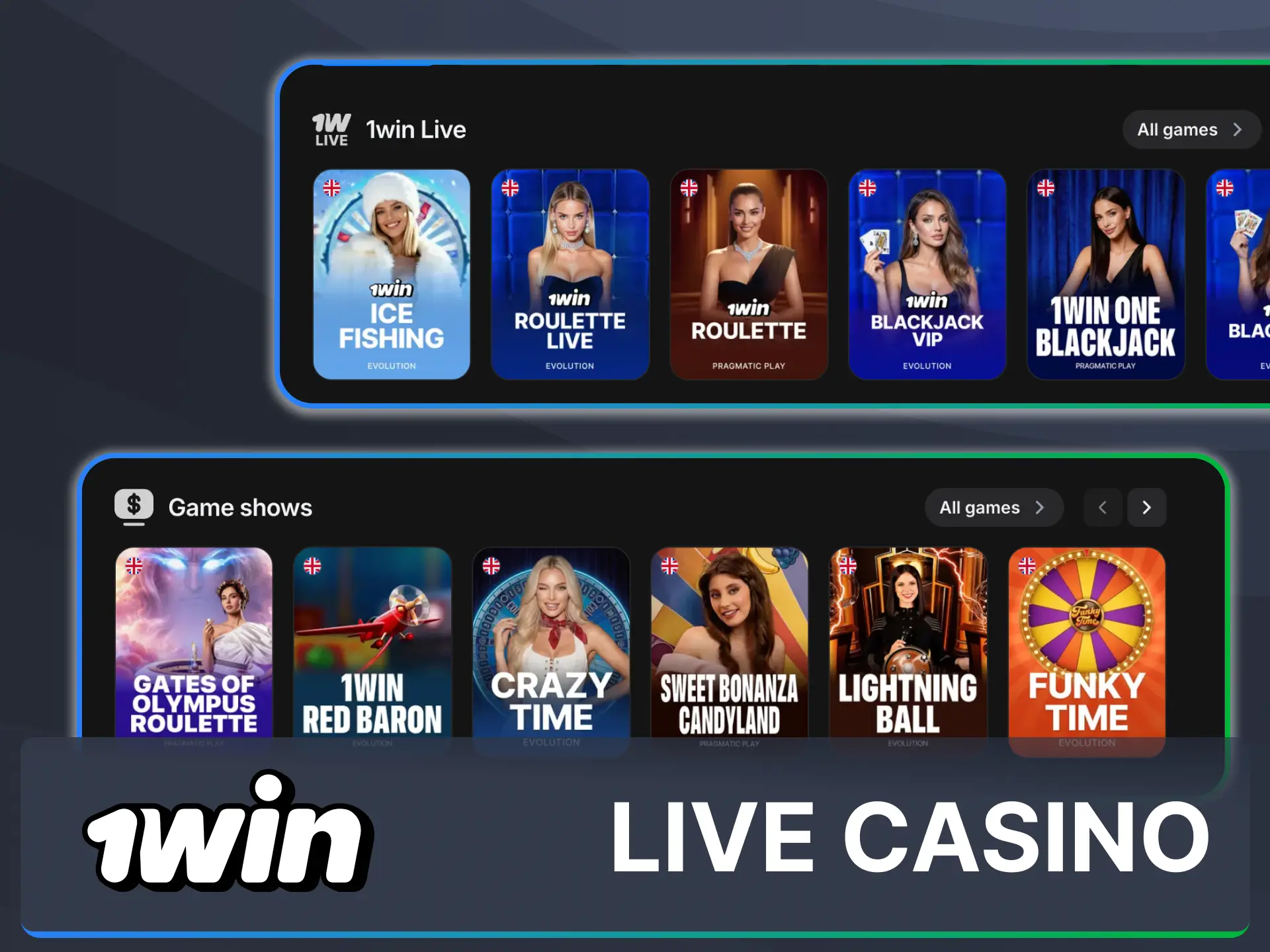 Wager against professional human dealers inside the interactive live casino at 1win.