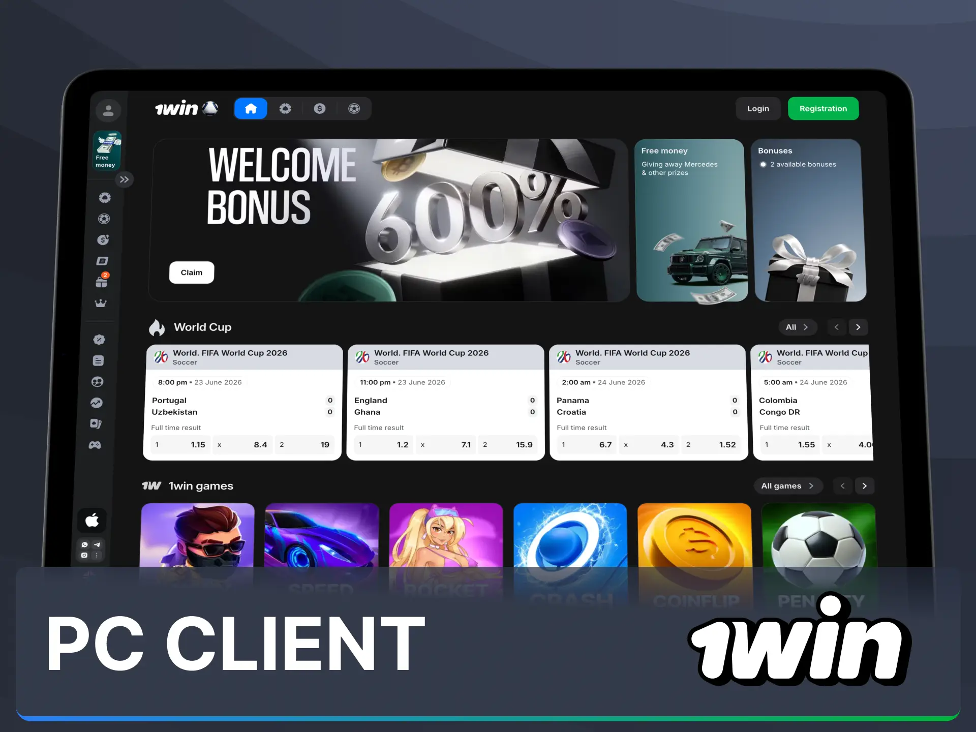 Run the dedicated desktop PC client for Windows and macOS via 1win.