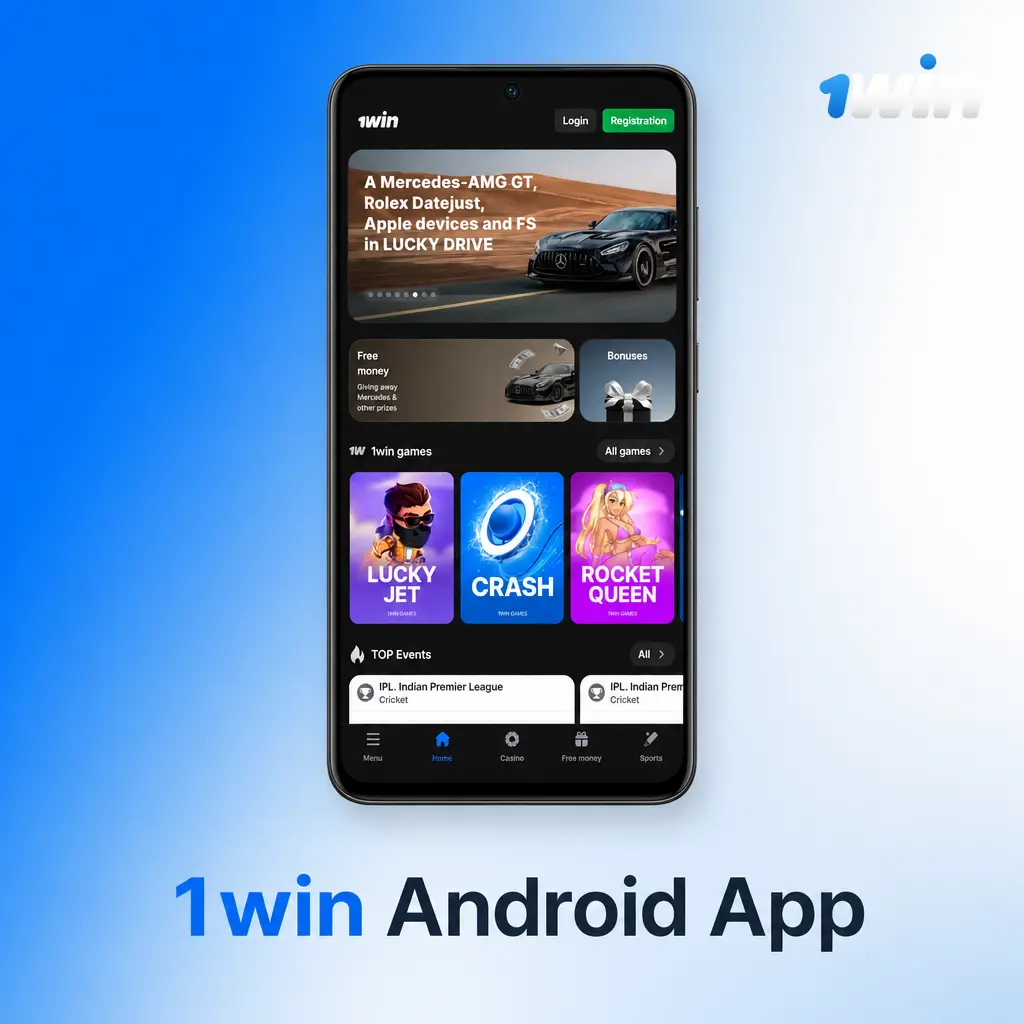 1win Android app installation guide showing APK download, unknown sources setting, and sign-in steps