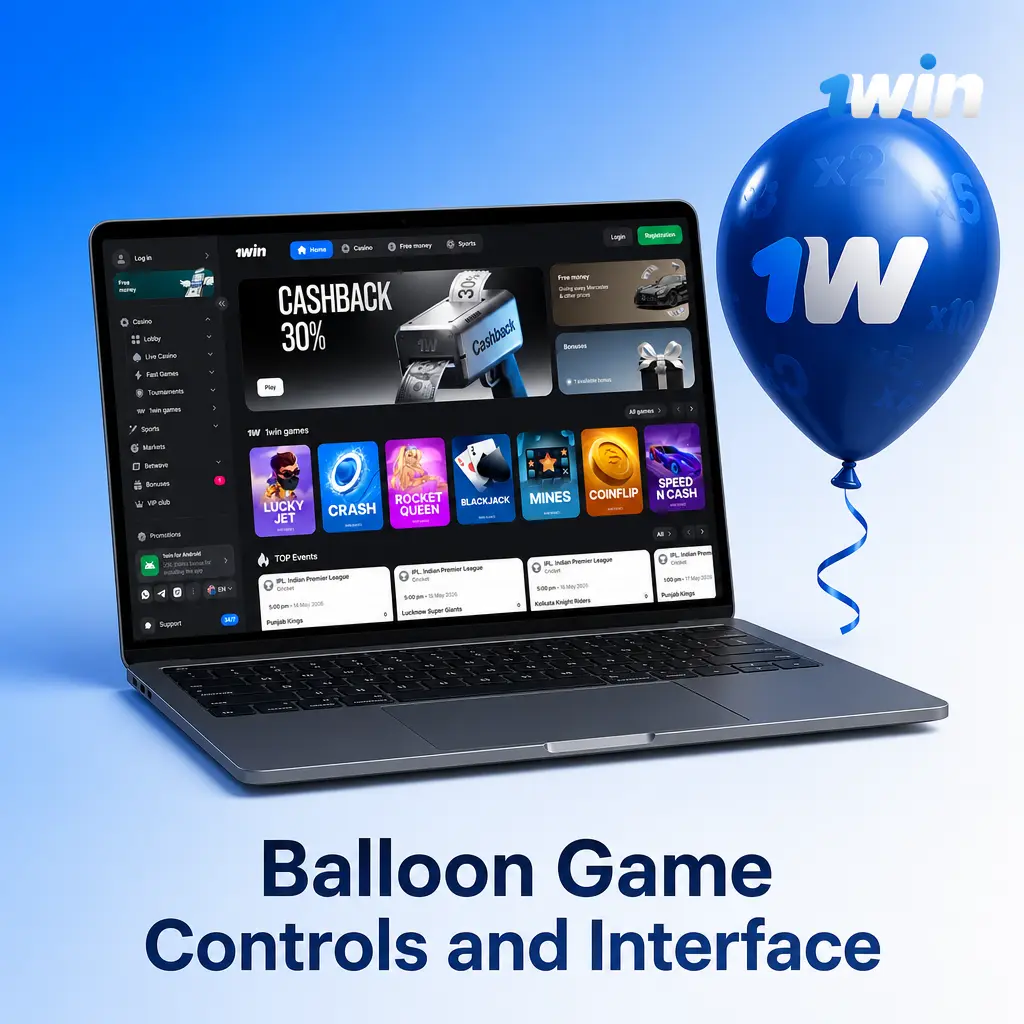 Balloon Game interface showing bet amount, cash out button, live multiplier display, and round history controls