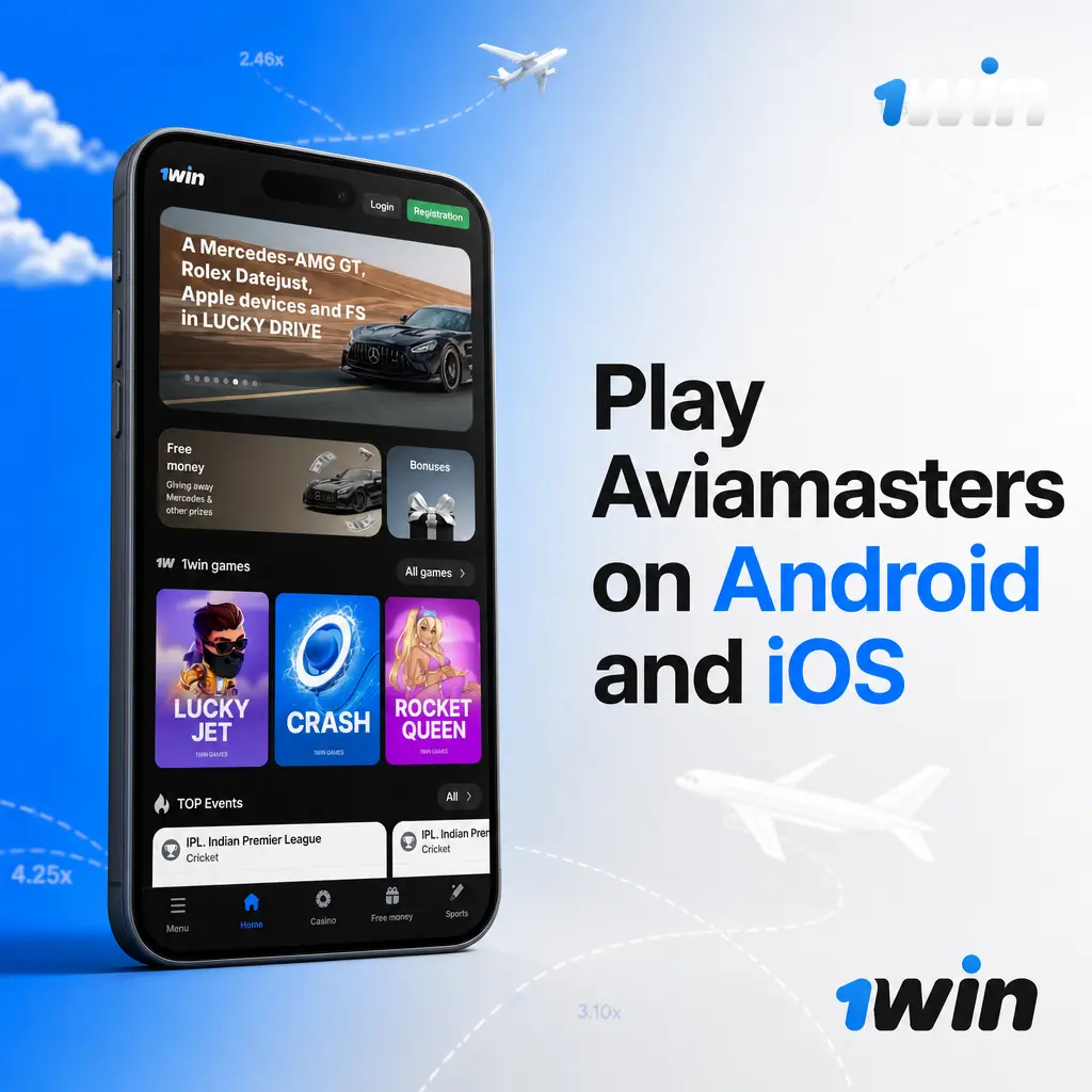 Aviamasters game access on Android and iOS via the 1win app, browser, or PWA using one account and balance.
