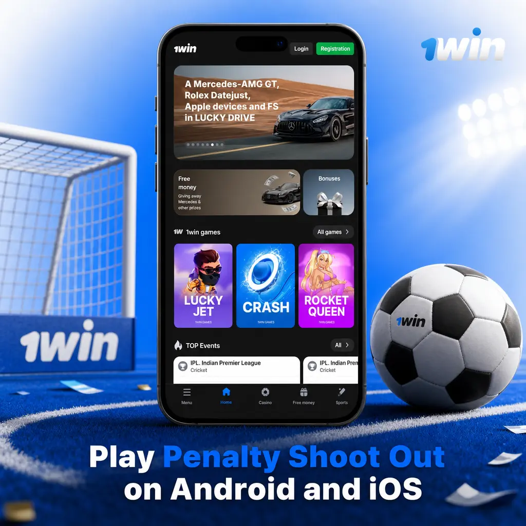 Play Penalty Shoot Out on 1win via Android APK, iOS app, or mobile browser with full casino access and synced accounts.