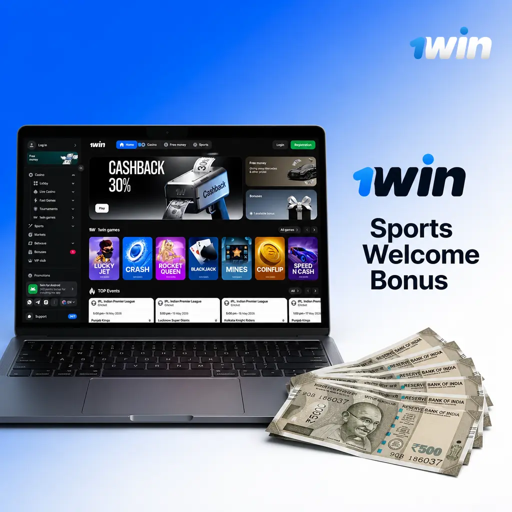 1win Sports Welcome Bonus: 500% up to INR 180,000 plus 500 Free Spins for new users after first deposit
