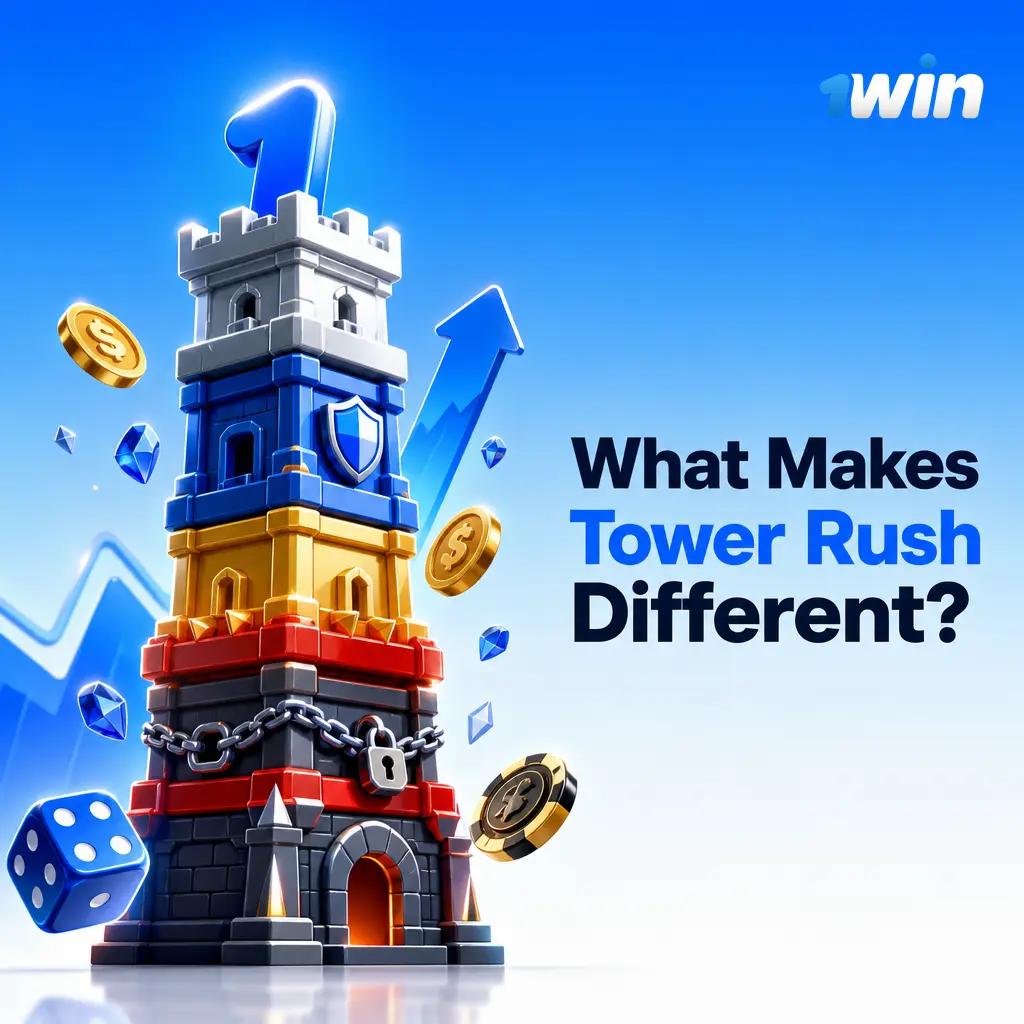 Tower Rush casino game showing stage-based climb, fixed bet stake, risk configuration options, and fast round gameplay