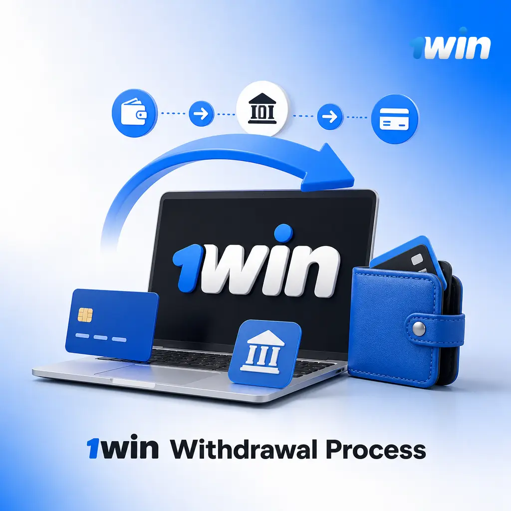 1win withdrawal process showing account verification, cashier section, method selection, and amount confirmation steps