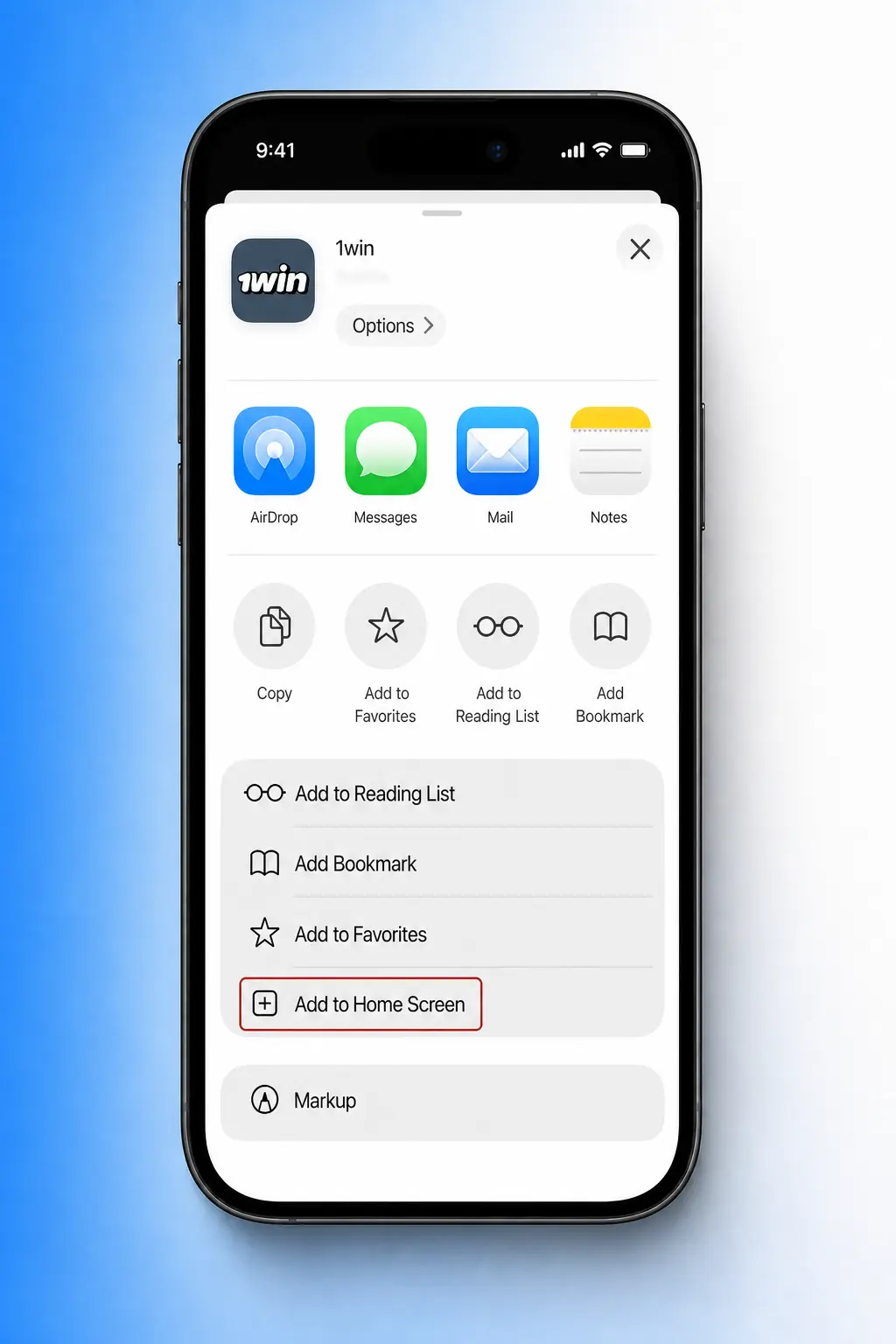 Steps to access 1win on iPhone and iPad via Safari and add the platform icon to the home screen