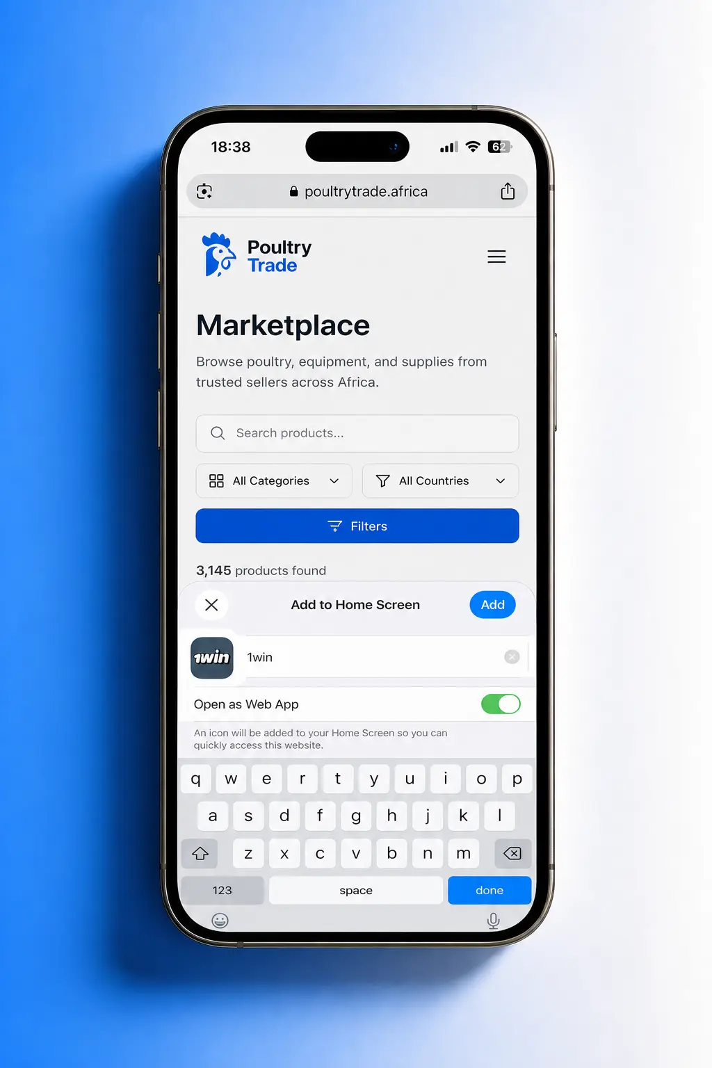 Steps to add 1win to iPhone Home Screen via Safari's Share menu and Add to Home Screen option
