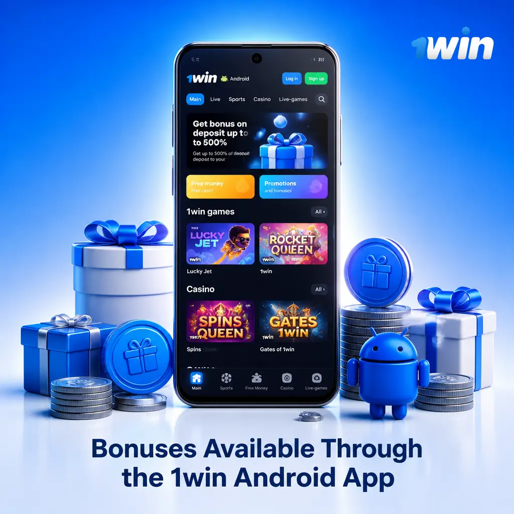 1win Android app bonuses in India, including the 500% welcome offer up to ₹180,000 and 500FS for new registrations.