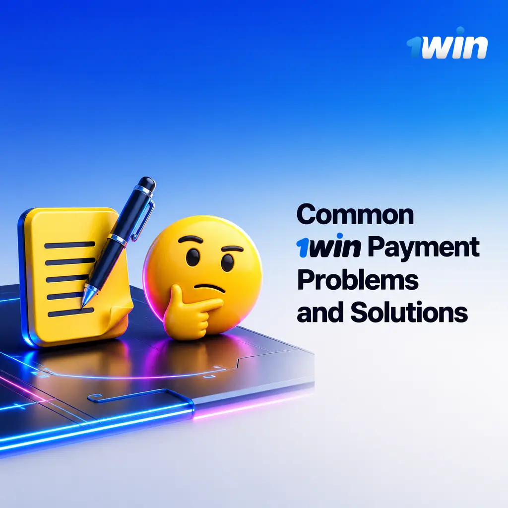 Table listing common 1win payment problems like deposits, withdrawals, verification, and solutions for each issue.