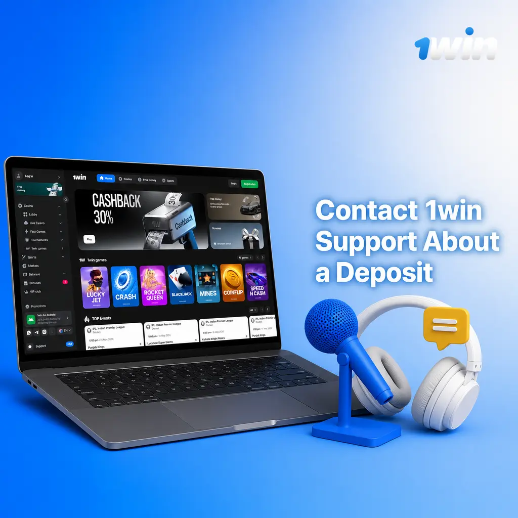 Contact 1win support for deposit issues via live chat, email, or help centre for pending, failed, or verification problems