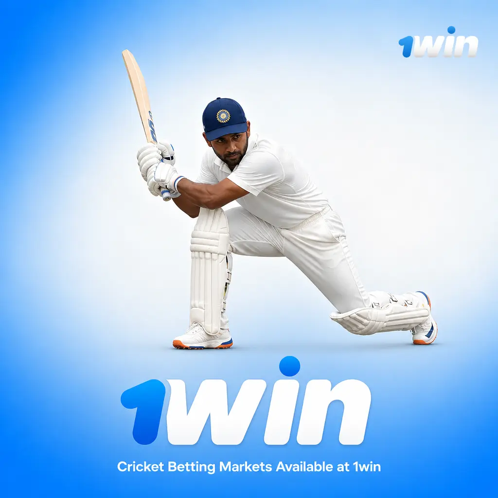 Overview of cricket betting markets at 1win, including match winner, total runs, top batsman, and tournament winner options.