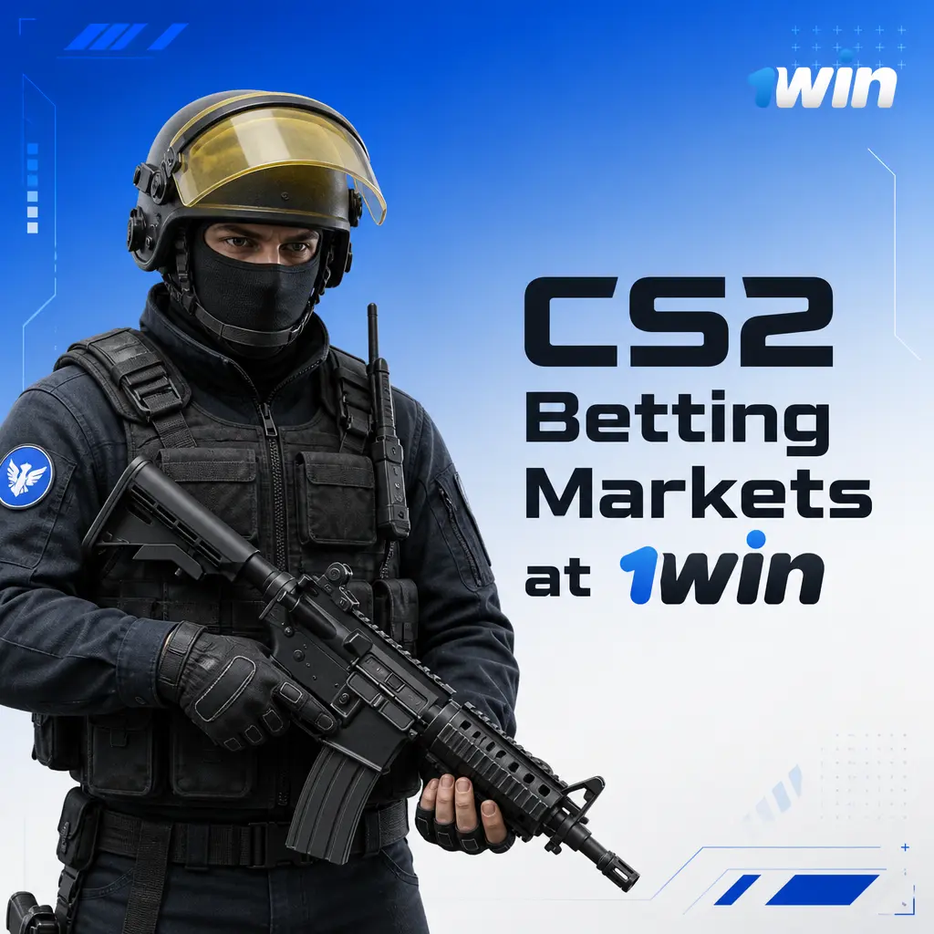 CS2 betting markets at 1win, including match winner, map handicap, total rounds and player prop options.
