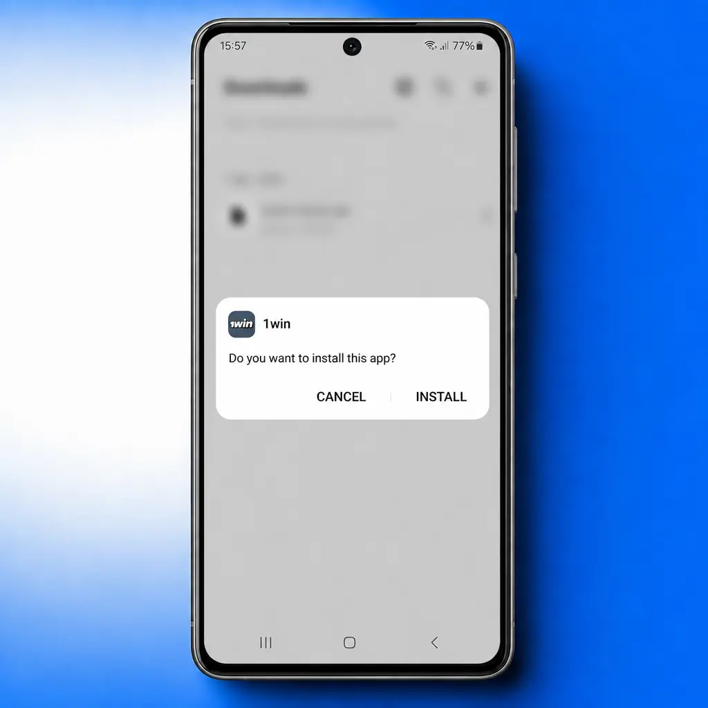 1win app screen showing CS2 esports betting menu with live odds and bet slip for mobile users in India