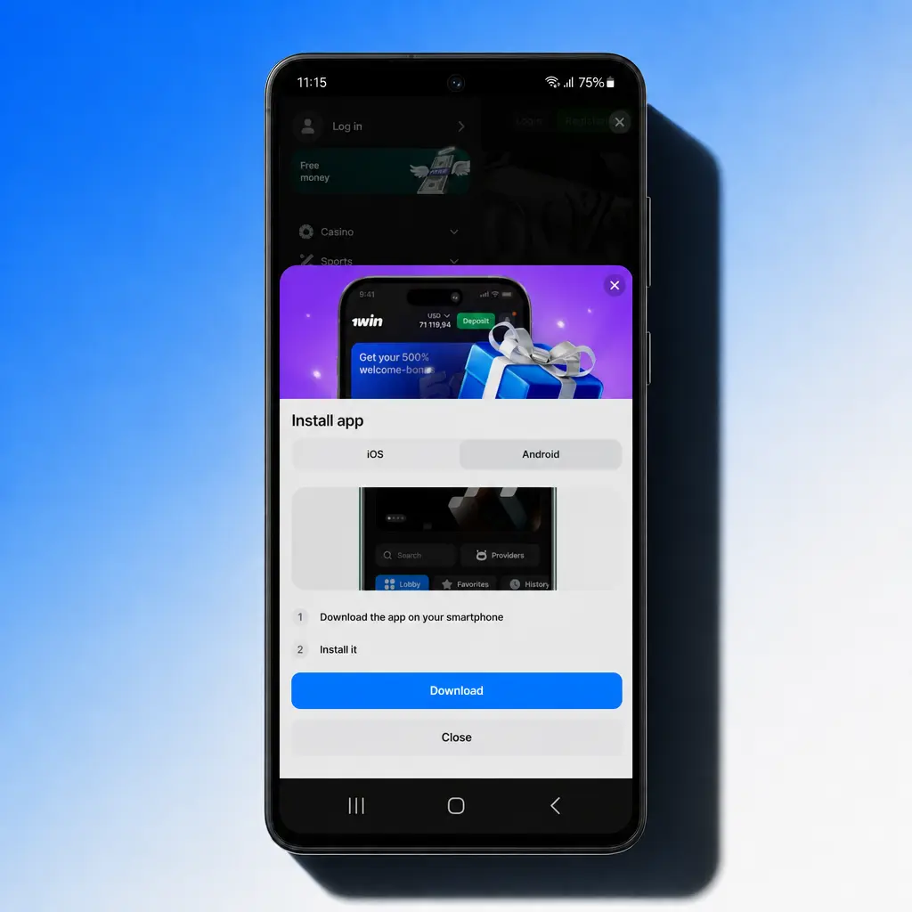 Screenshot of Dota 2 betting section in the 1win app showing esports matches and betting markets