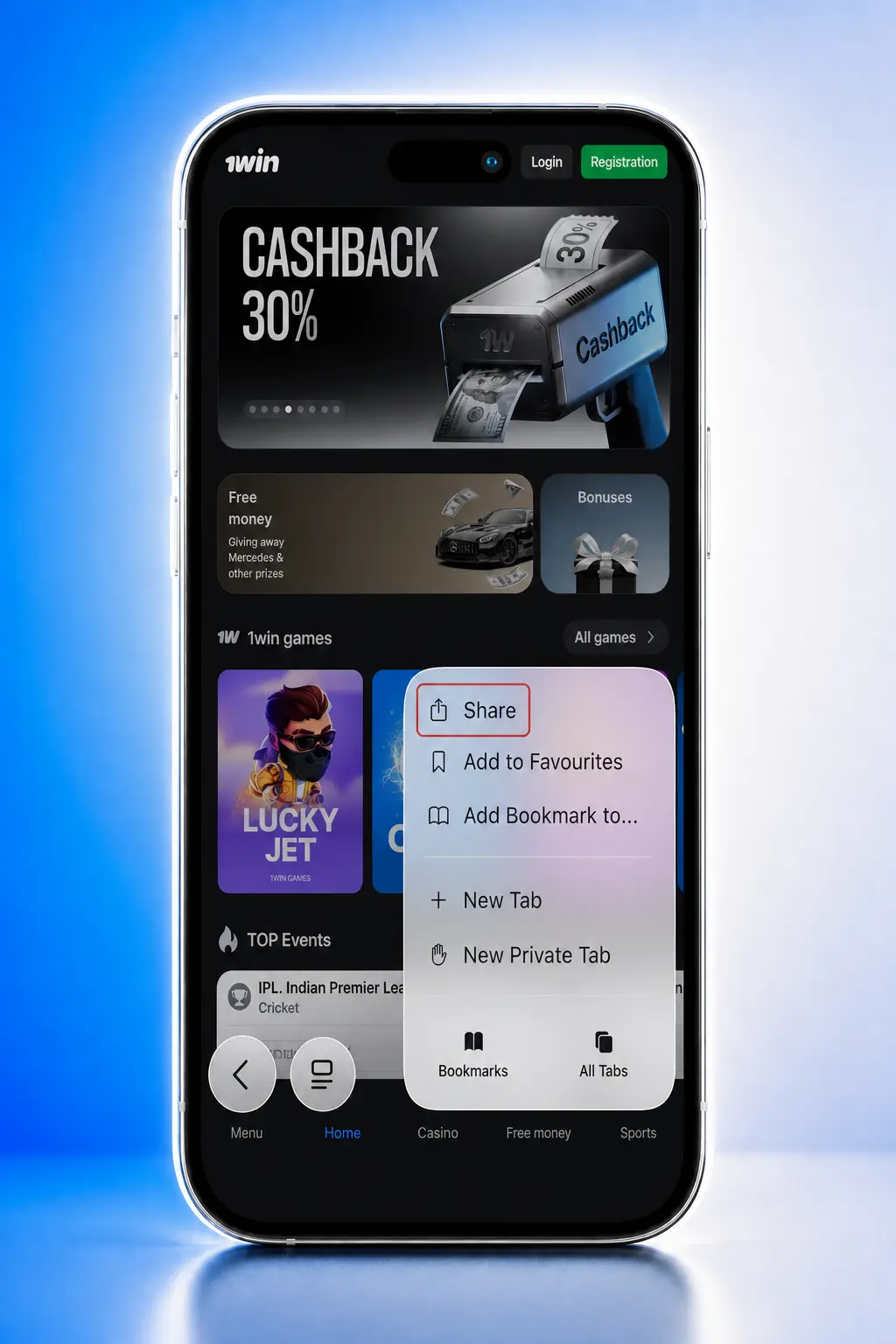 Steps to download and install 1win on iOS via Safari browser and home screen PWA shortcut for iPhone and iPad users in India