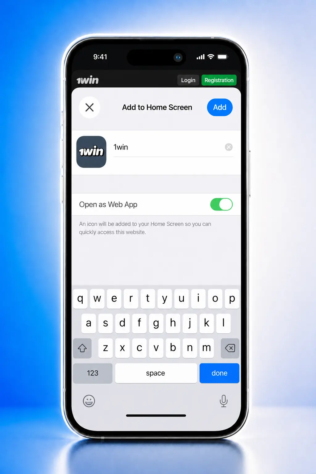 Steps to download and install 1win on iOS via Safari browser and add a home screen shortcut for quick access