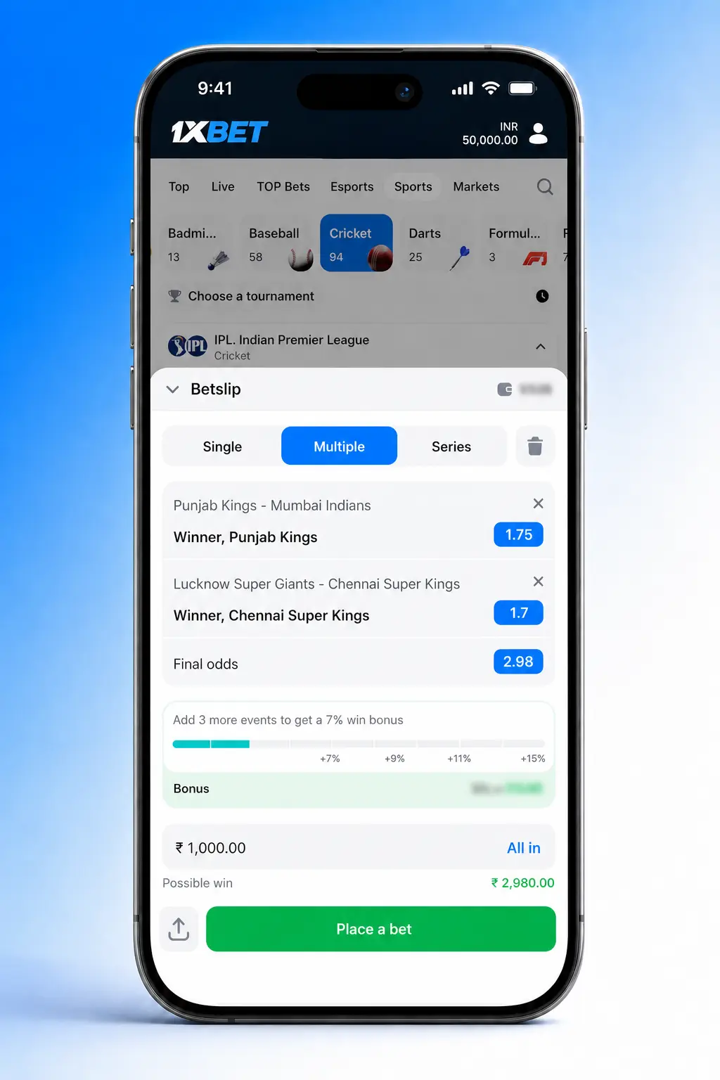 Step-by-step guide showing how to register, select cricket matches, and place a bet on the 1win sportsbook platform