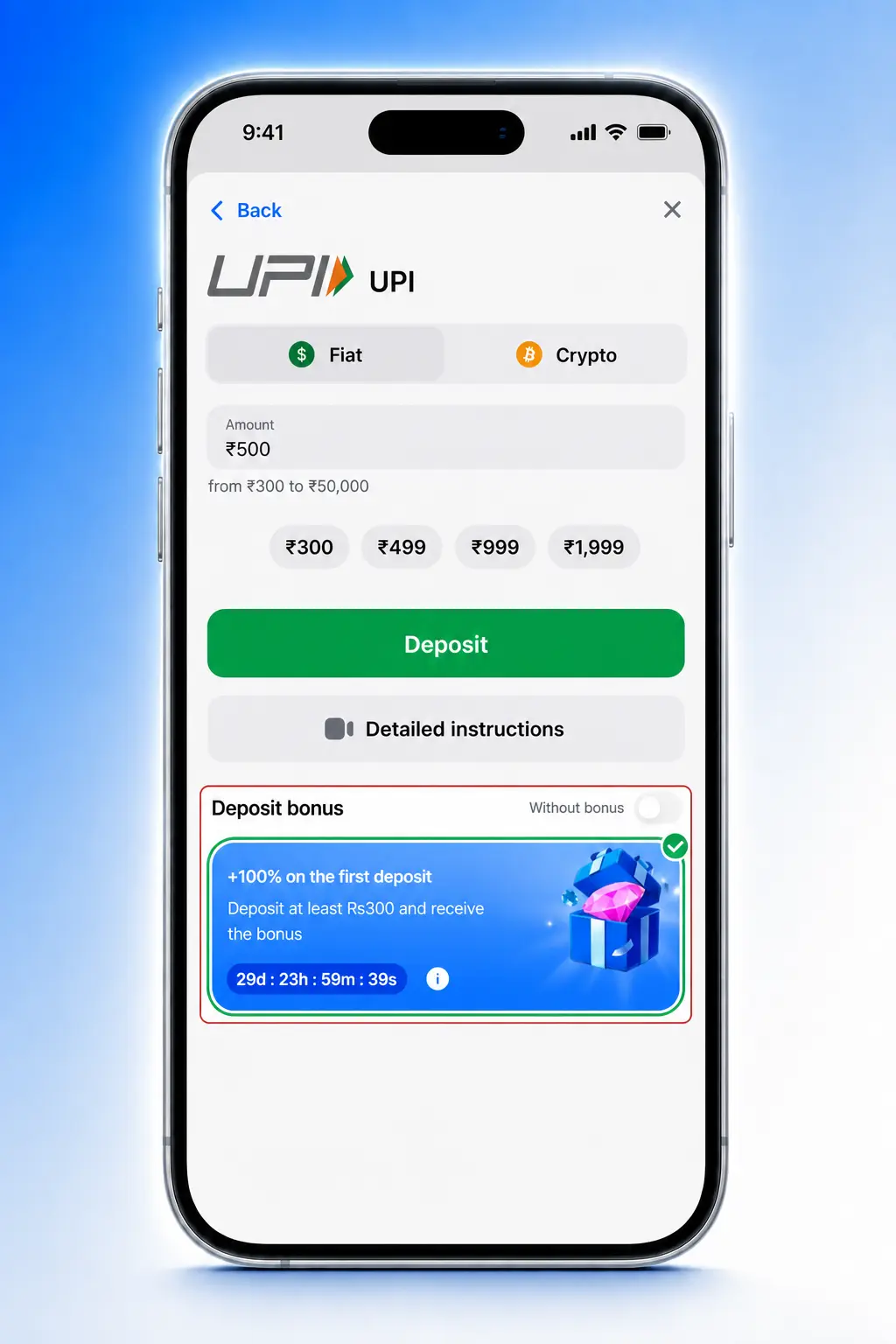 Step-by-step guide showing how to register, deposit, and claim the 1win welcome bonus in India
