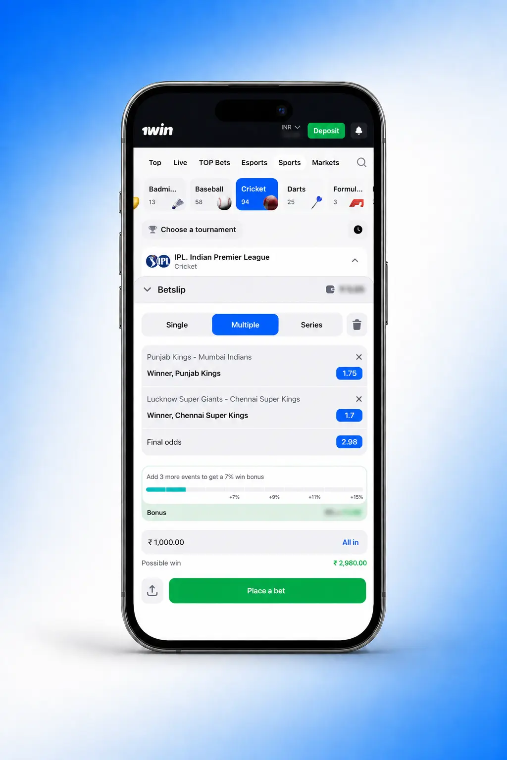 Step-by-step guide showing how to place a bet at 1win sportsbook using the official betting interface