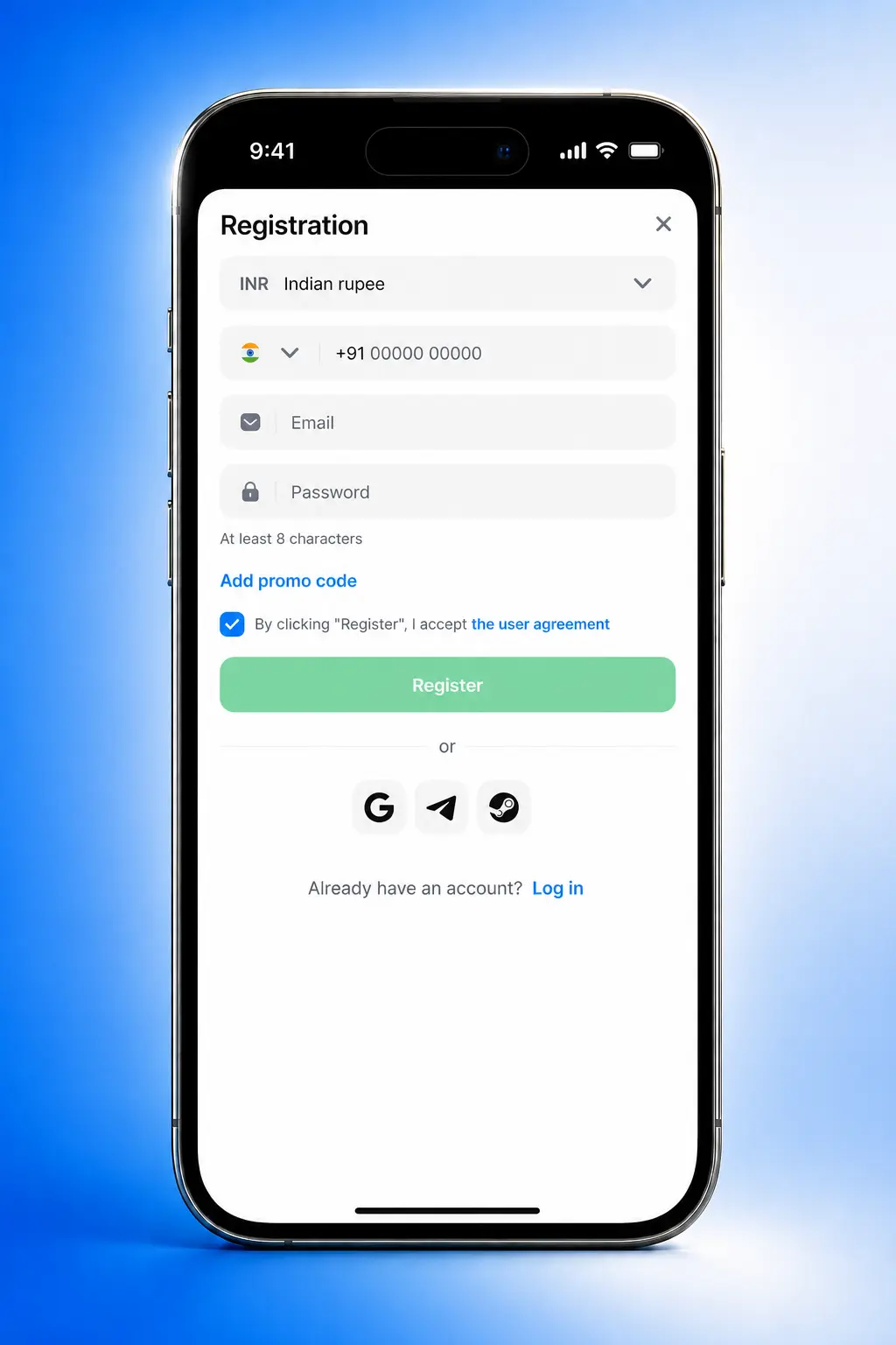 Step-by-step guide showing how to enter and use the 1win promo code during account registration in India