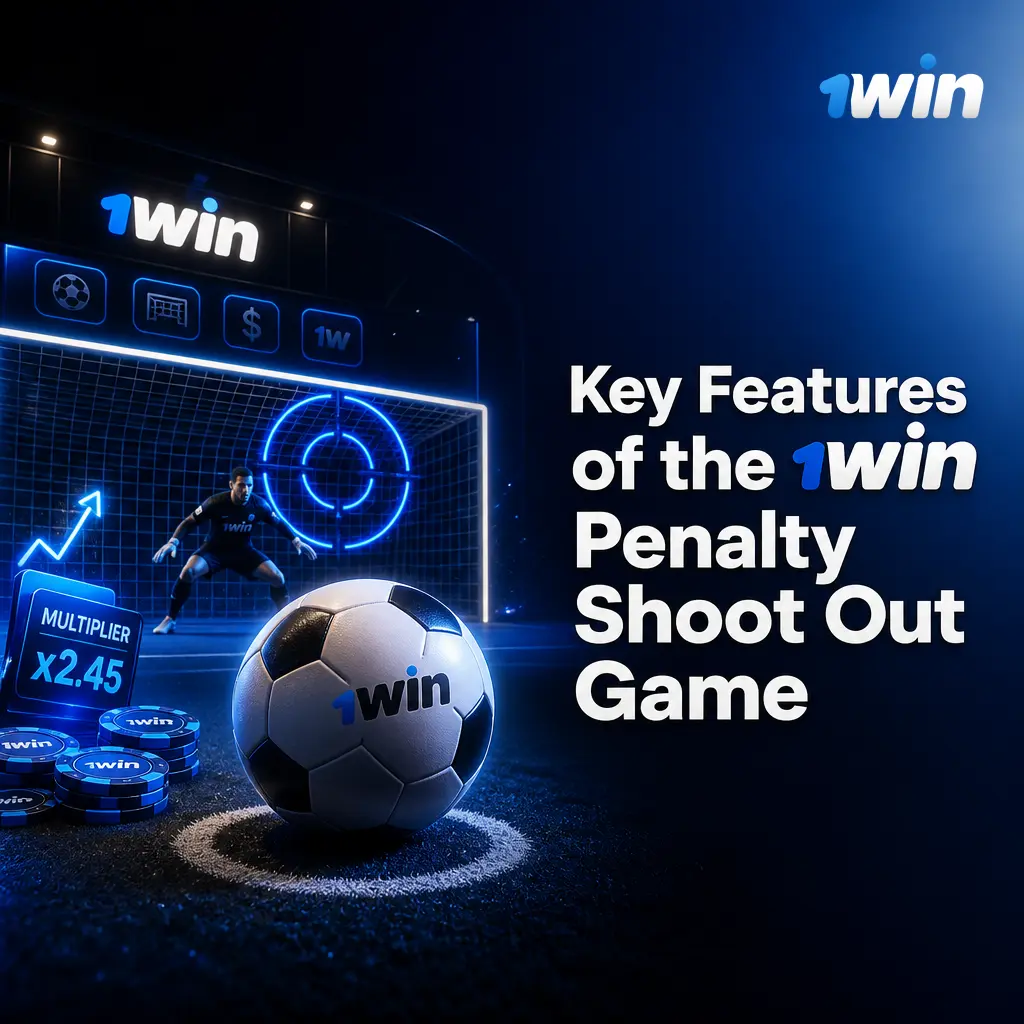 Key features of 1win Penalty Shoot Out: rising multipliers, cash-out control, penalty kick rounds, and fast, instant results.