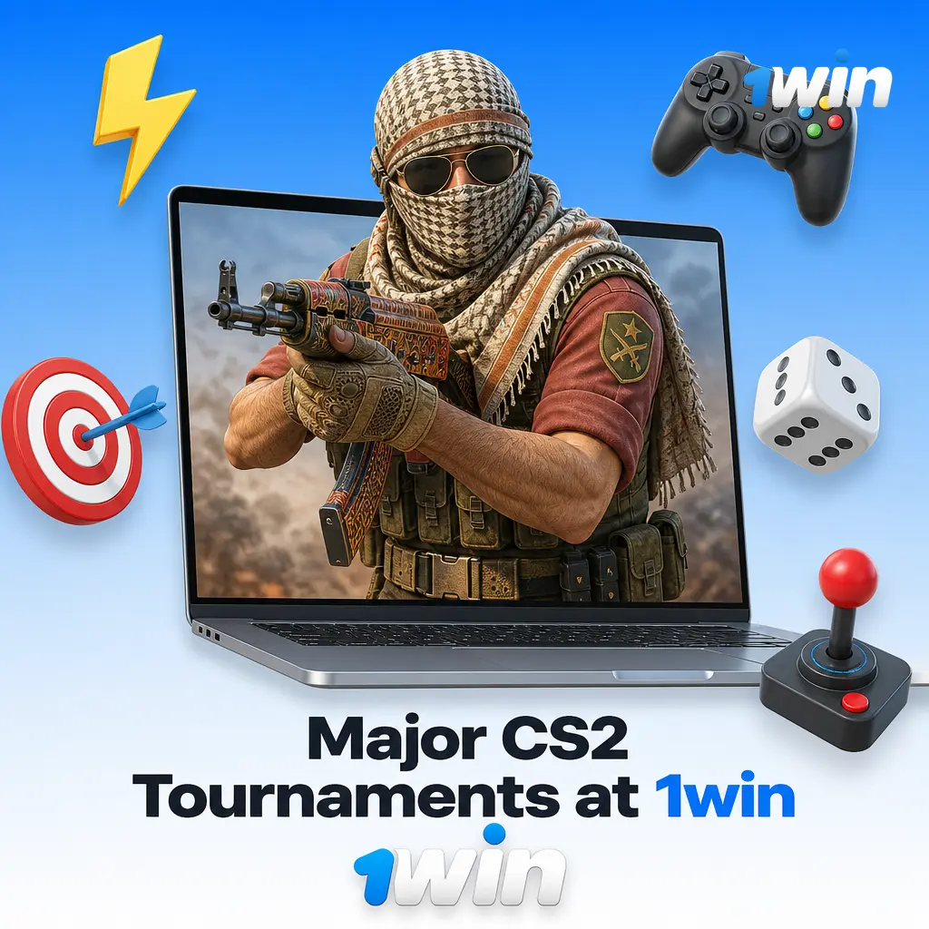 1win esports page featuring major CS2 tournaments like IEM, ESL Pro League, BLAST, and PGL Majors fixtures