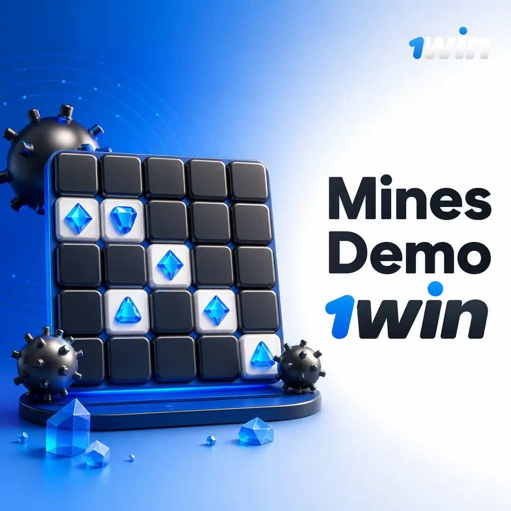 1win Mines demo game with virtual credits, mine selection, tile reveals and Cash Out practice, no registration needed