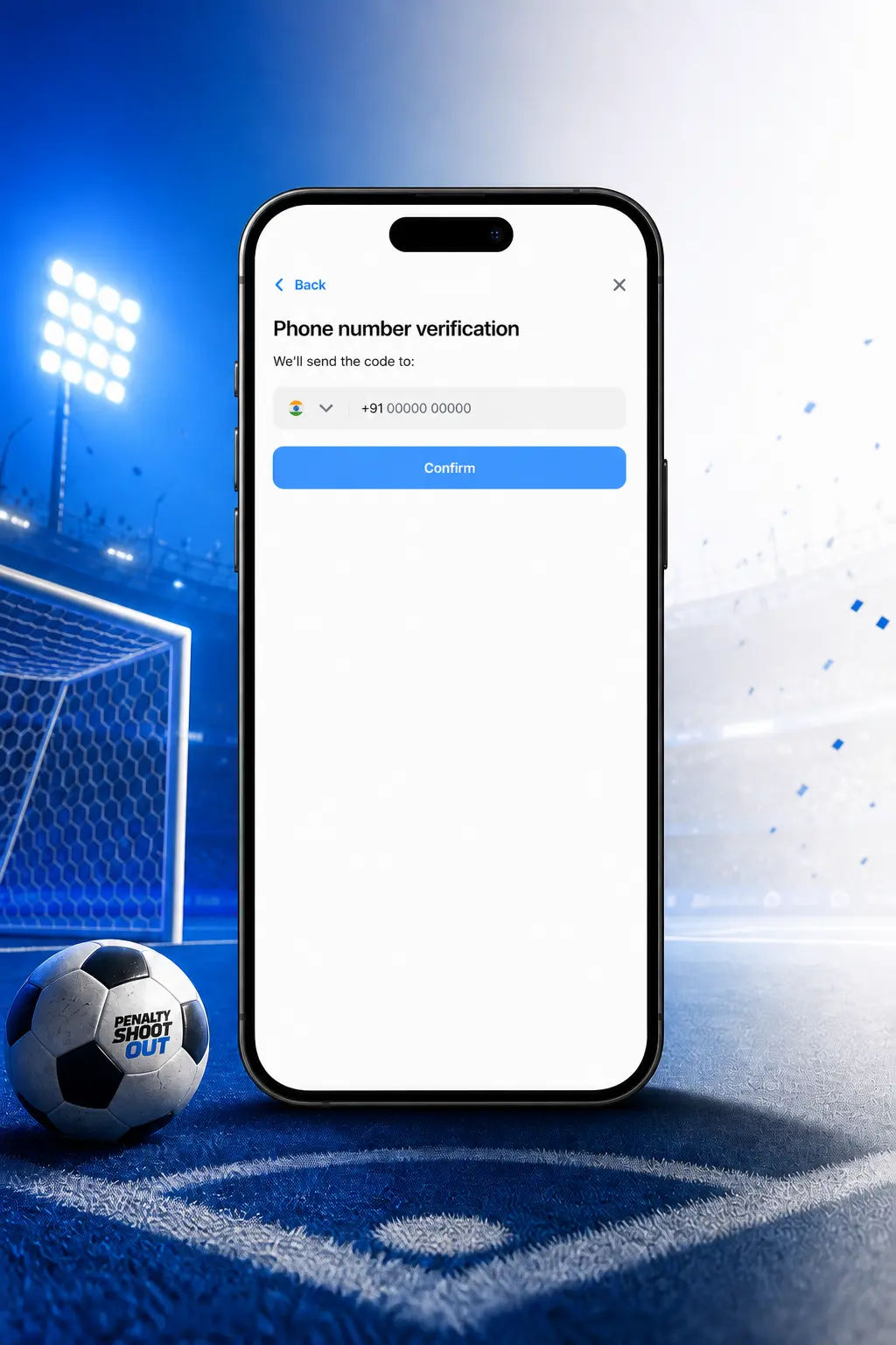 Screenshot of 1win registration step 2 showing account details form for Penalty Shoot Out sign up