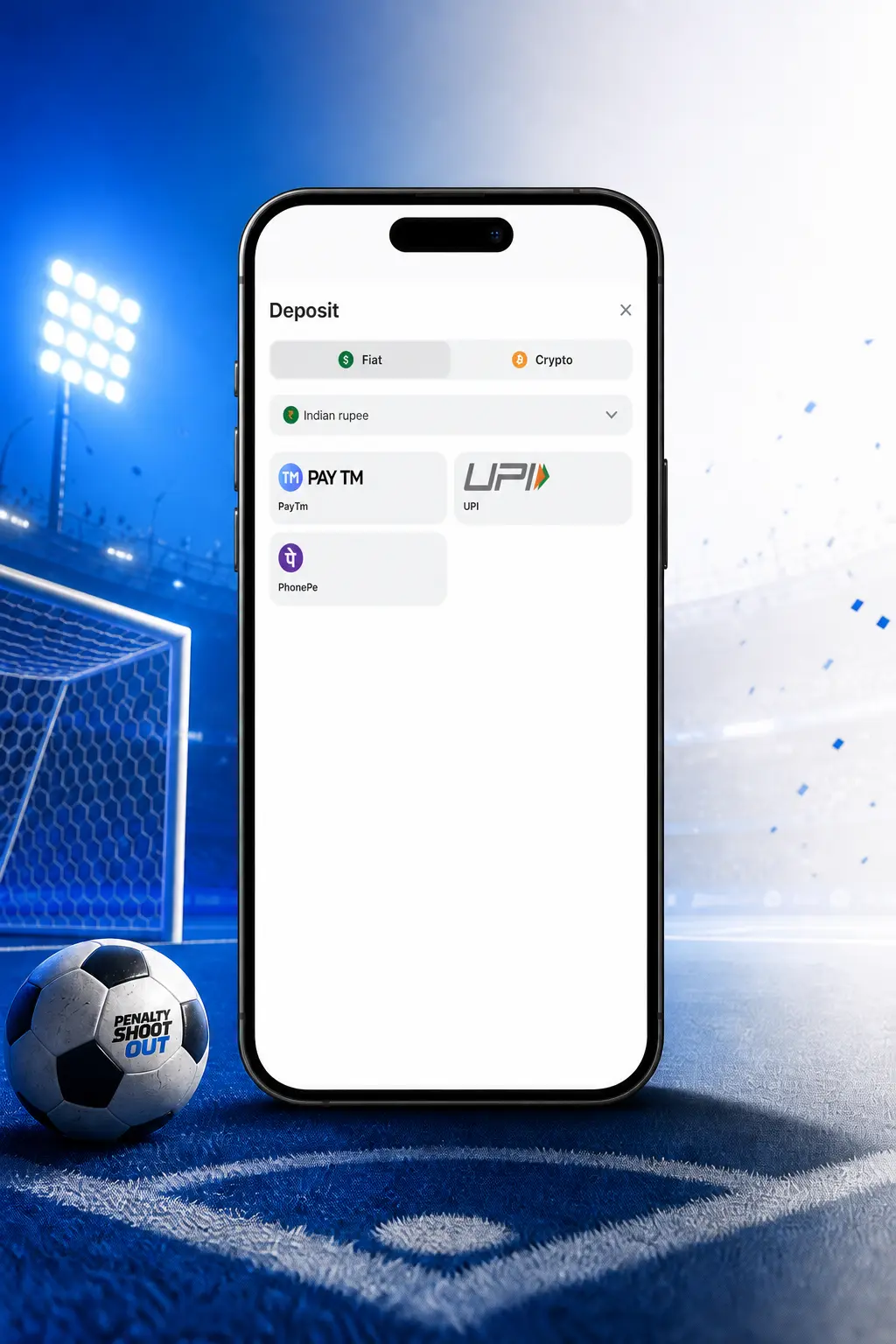 1win registration step showing promo code entry screen on smartphone for Penalty Shoot Out sign up in India