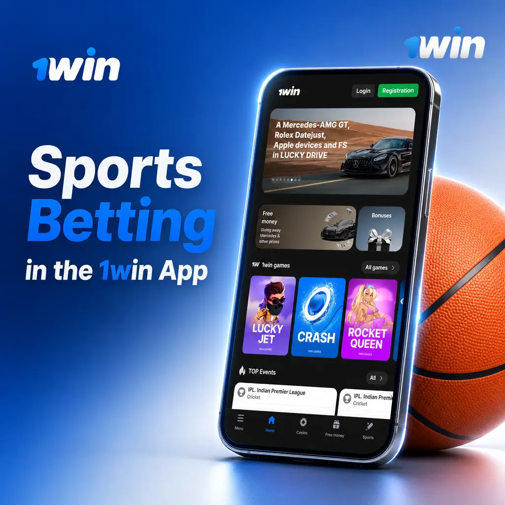 1win app sports betting screen showing pre-match and live odds for cricket, football, tennis and esports