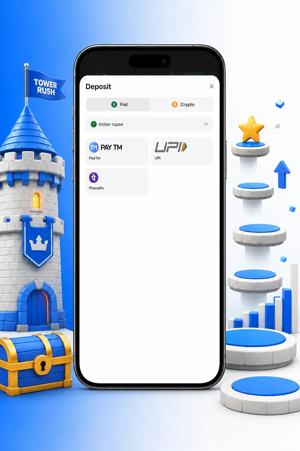 Screenshot of 1win registration step 3 showing promo code entry field on smartphone display for Tower Rush signup