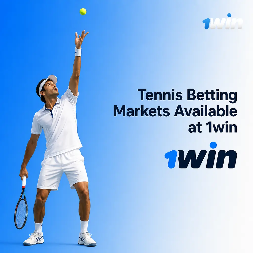 Overview of tennis betting markets at 1win, including match winner, set winner, handicaps, totals, and tournament winner options.